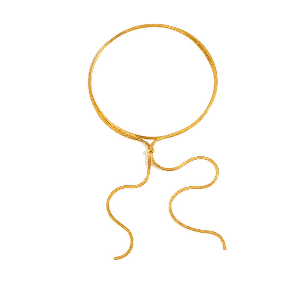 Minimalist European & American Style Stainless Steel Snake Chain Necklace for Women