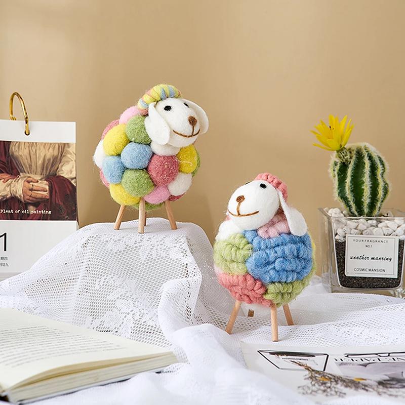 Adorno de Oveja de Fieltro Encantador Accesorios Kawaii Decoración Moderna para el Hogar Figuritas de Interior Accesorios para Decoración de Habitación Regalos para Niños
