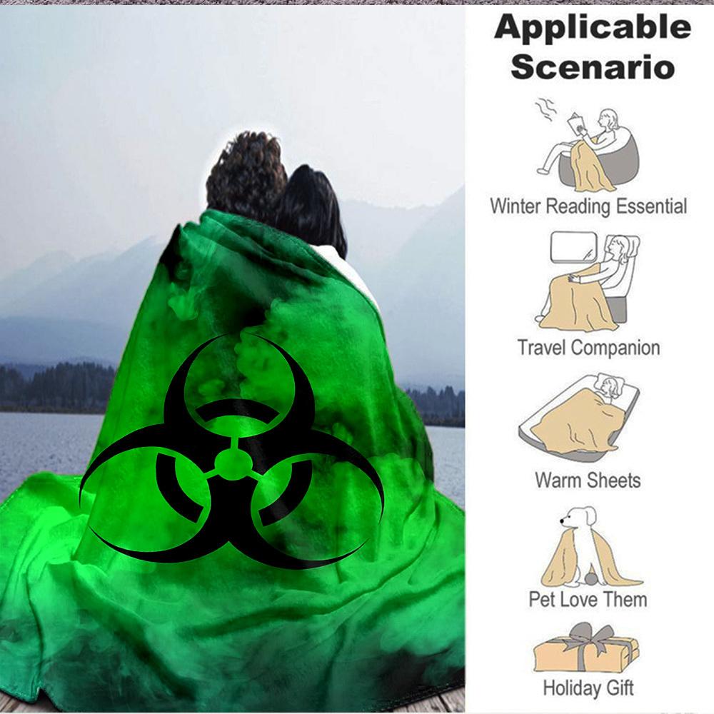 1pc Biohazard Symbol Soft Comfortable Blanket Digital Print, All Season Multipurpose Knit Fabric Bedding, Office, Sofa Home Decor Blanket
