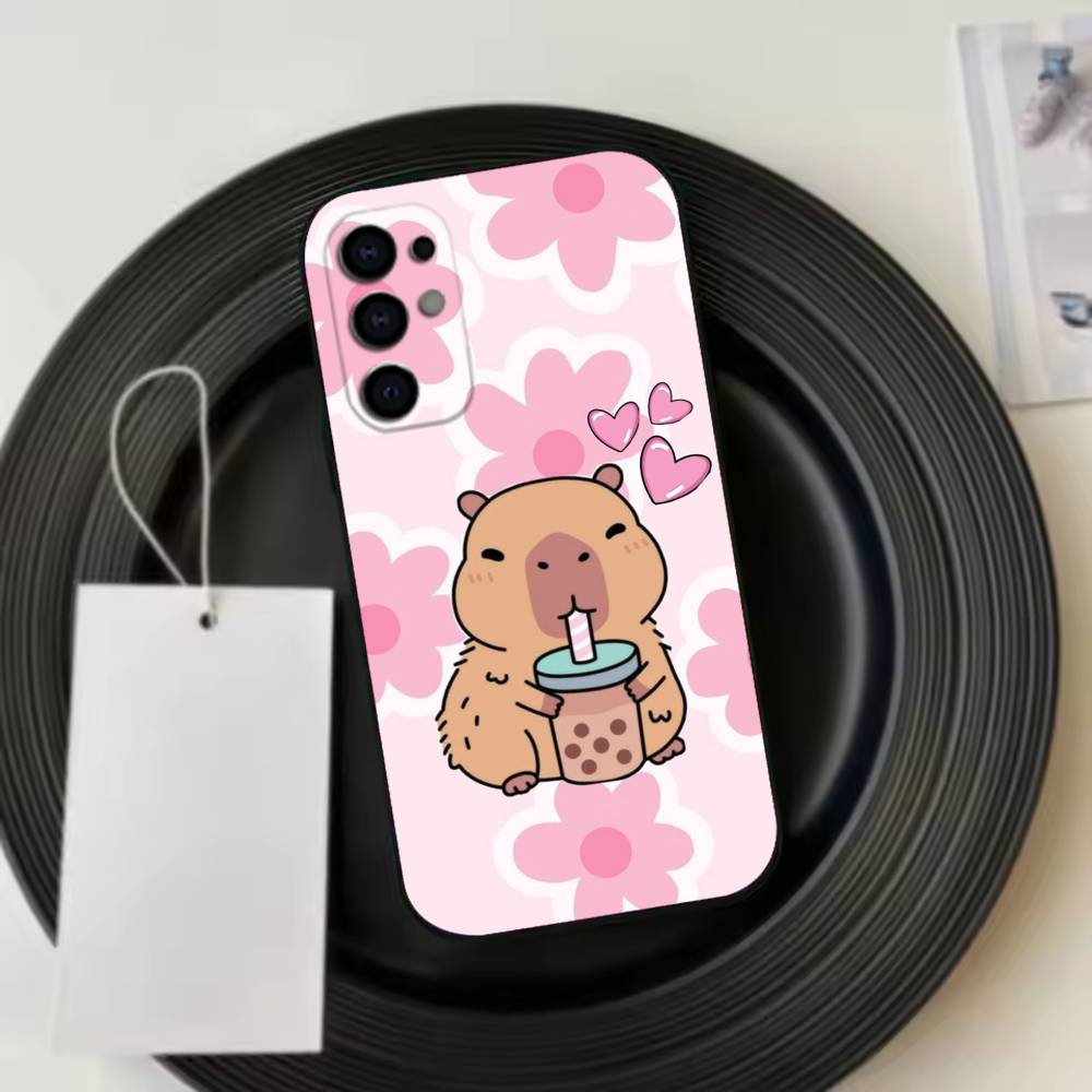 Lovely C-Capybara  Phone Case For Samsung S25,S24,S21,S22,S23,S30,Ultra,S20,Plus,Fe,Soft Silicone Black Cover