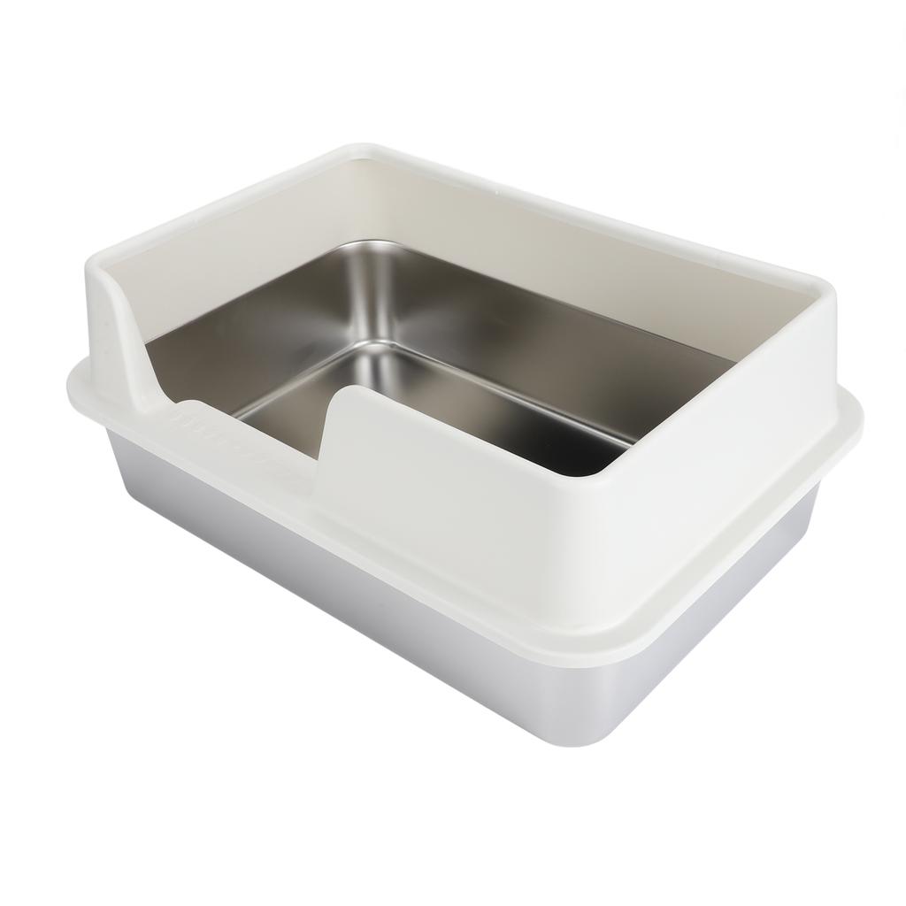 Kattlåda i rostfritt stål Höga kanter Stänksäker Lätt att rengöra Sluten kattlåda för