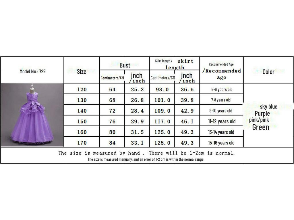 Kinder langes Mesh Blumen Partykleid