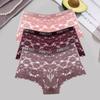 3Pcs Lace Hollow Out Boyshorts Women's Sexy Floral Panties 5 Solid Colours Underwear Letter Belt Briefs Perspective Lingerie
