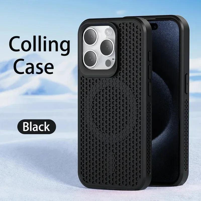 

Soft Heat Dissipation Mesh Case For iPhone 16 15 14 13 12 11 ProMax Plus Cooling Breathable Hard Back Magnetic For Magsafe Cover For iPhone15