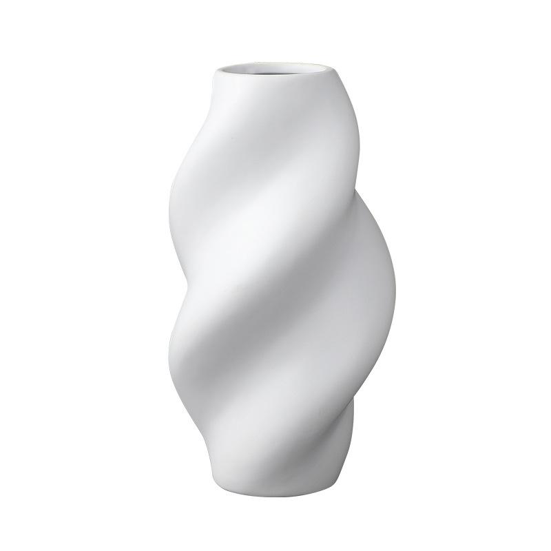 Simple Modern Irregular Ceramic Black and White Vase Luxury Desktop Home Art Silver Flower Flower Arrangement Home Decoration