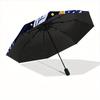 1pc Floral Pattern Automatic Folding Umbrella - 8-Rib Iron Frame,  Portable Sunshade with Plastic Handle yy250731285