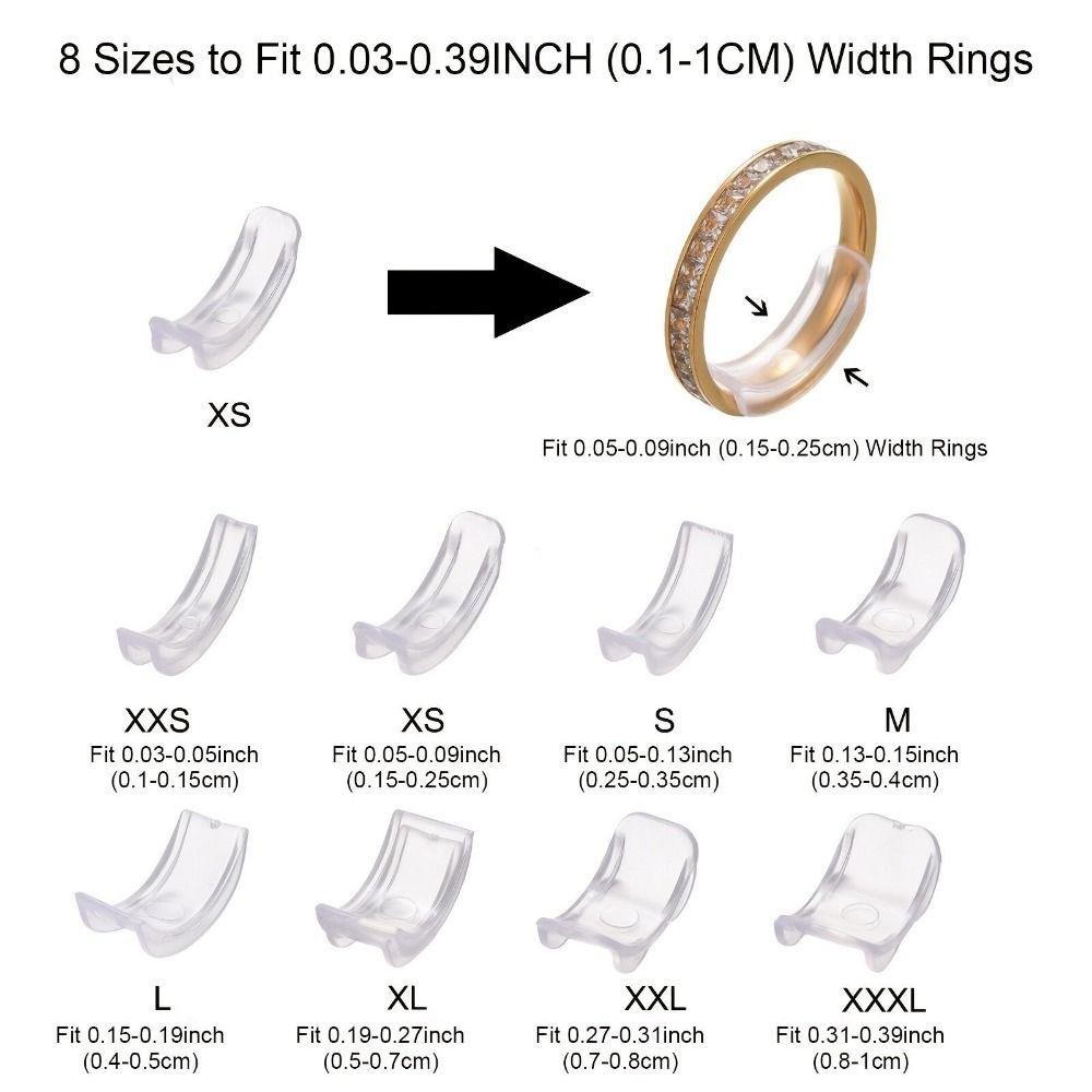 15/26Pcs Transparent Ring Guards for Loose Rings Silicone Ring Tighteners  Unisex