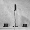 Rubinetto per Lavabo Tuqiu Nero Totalmente in Ottone Cromato Rubinetto per Bagno Rubinetteria per Lavabo Rubinetto a Cascata a 3 Fori Rubinetto dell'Acqua