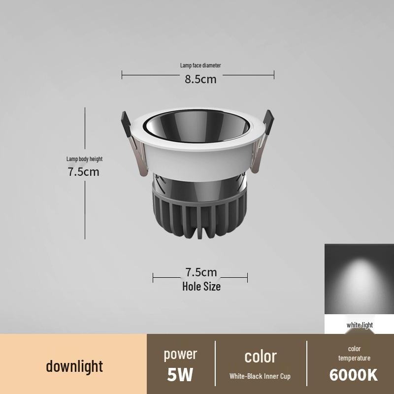 Spot încastrat fără ramă anti-orbire pentru sufragerii și holuri