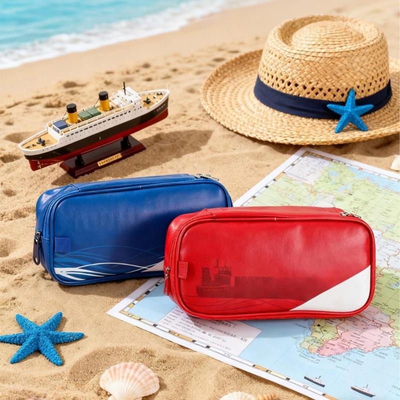 Waterproof PU Leather Pencil Case High Capacity Pencil Pouches Multi Compartment Zippered Pen Bag For Student Adult Kid