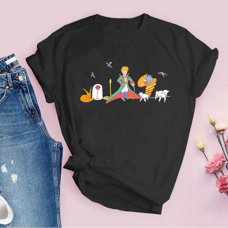 2024 New Arrival Little Prince Printed T Shirt Round Neck Short Sleeve Tshirt Female Harajuku Ladies Tshirts Casual Tee