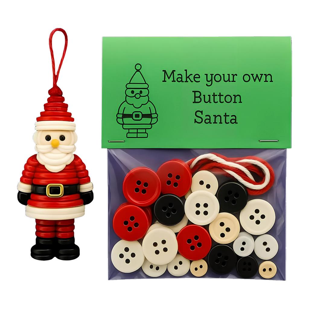 DIY Christmas Button Ornament Craft Kit Snowman Angel Santa Tree Making Kit for Parties Windowsills Garden