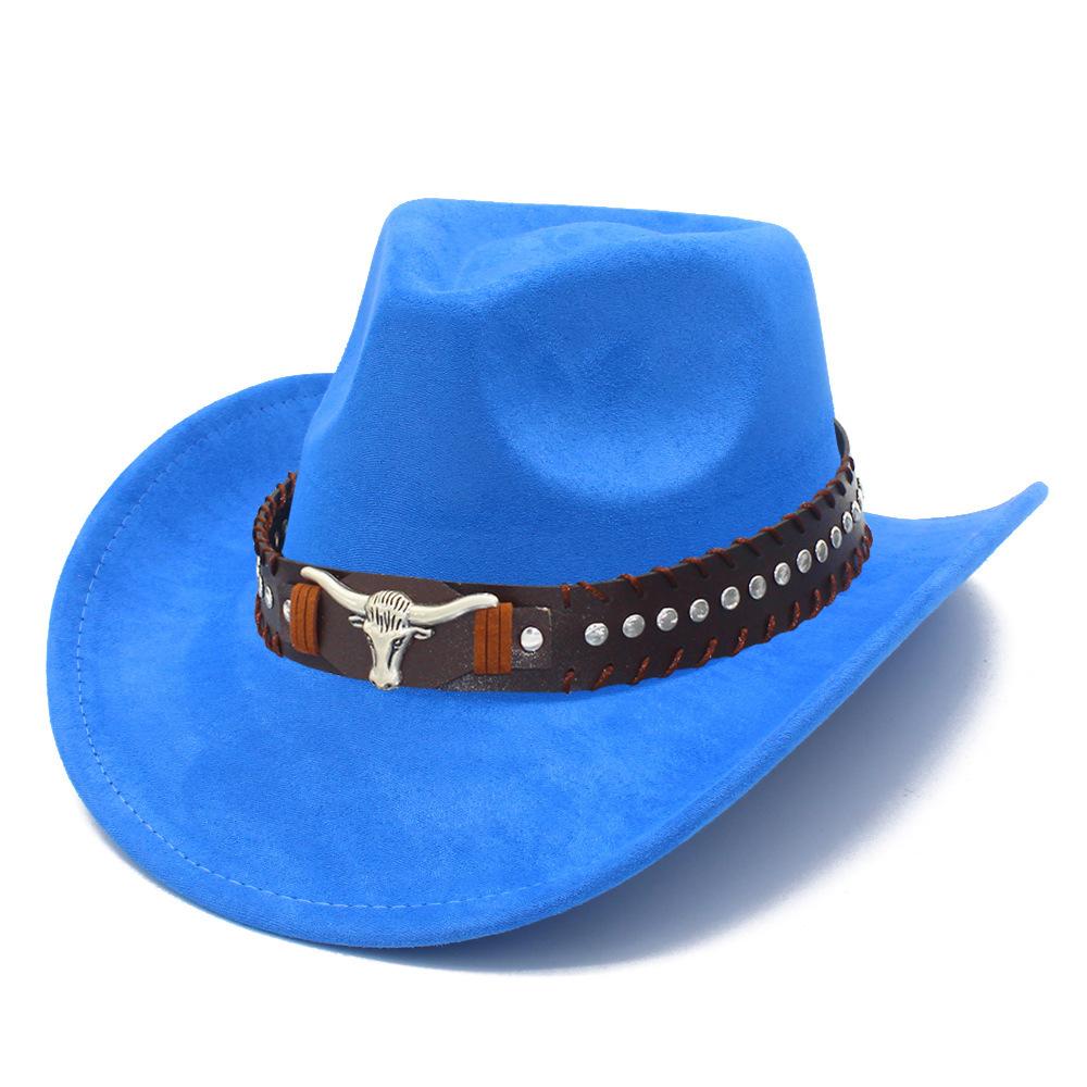 Fashion Classic Suede Equestrian Hat Men's and Women's Outdoor Travel Beach Vacation Visor Bent-brimmed Western Cowboy Hat