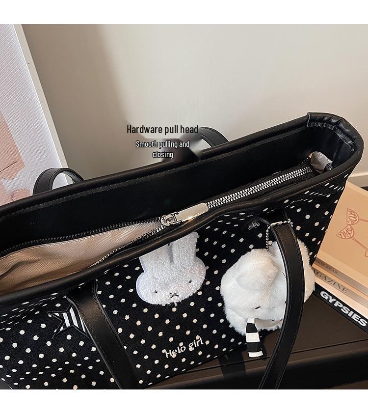 Korean Style Polka Dot Large-Capacity Women's Tote Bag - Fashionable, Casual, and Cute for Daily Commuting