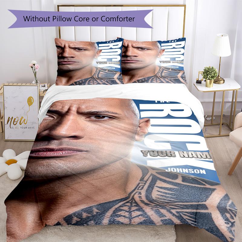 Dwayne Johnson Customize Text Bed Linens Perfect for Decorate room Wrinkle Resistant Custom Room Decor Birthday/Christmas Gift Idea