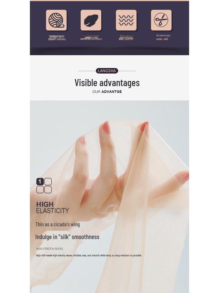 Langsha Women's Seamless Ultra-Thin Sheer Pantyhose