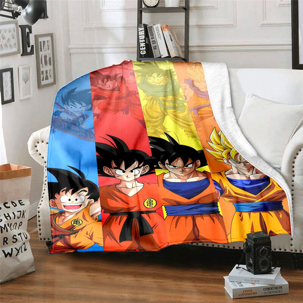1PC Son Goku  Print Flannel Blanket, High quality All Seasons, Home Decor, Warmth and Comfort, Perfect for Christmas Gifts