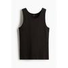 H M sliM Fit Ribbed Sleeveless Top Black