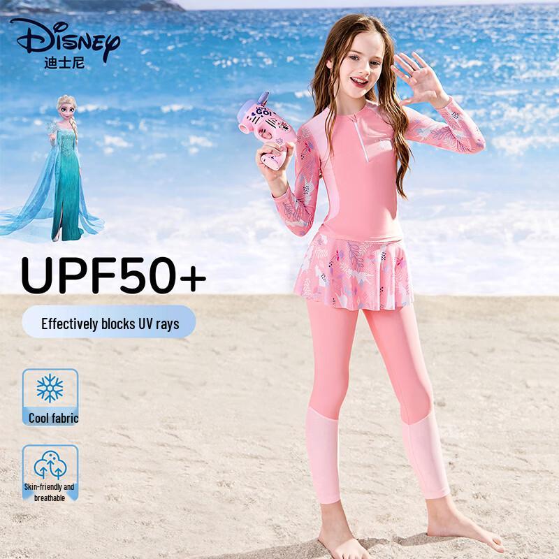 Disney Girls  Long-Sleeve Two-Piece Elsa Swimsuit 140
