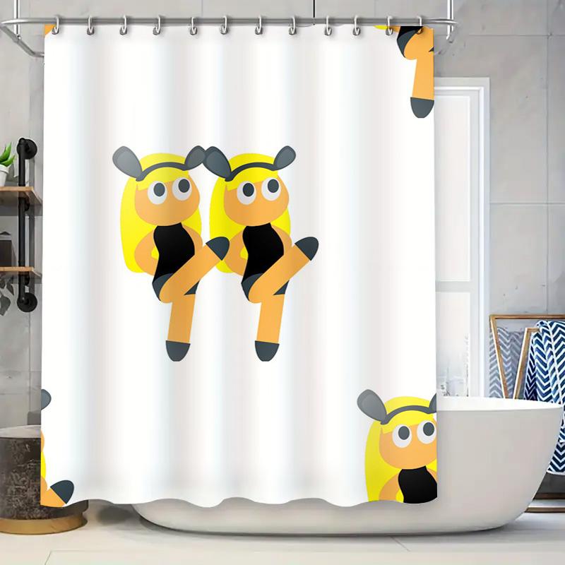 

Очаровательный мультяшный желтый пчелиный семейный набор занавески для душа Водонепроницаемая ткань с принтом для украшения ванной 90x180cm