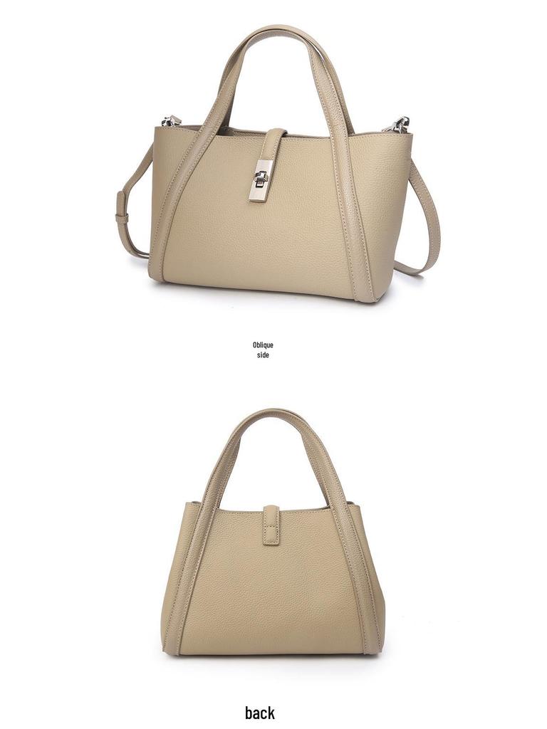 2025 Handheld Crossbody Cowhide Bucket Bag for Office Workers - Large Capacity