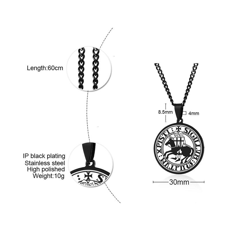Stylish Mens Seal of The Knights Templar Medieval Arms Amulet Medallion Pewter Pendant Necklaces Male Jewelry