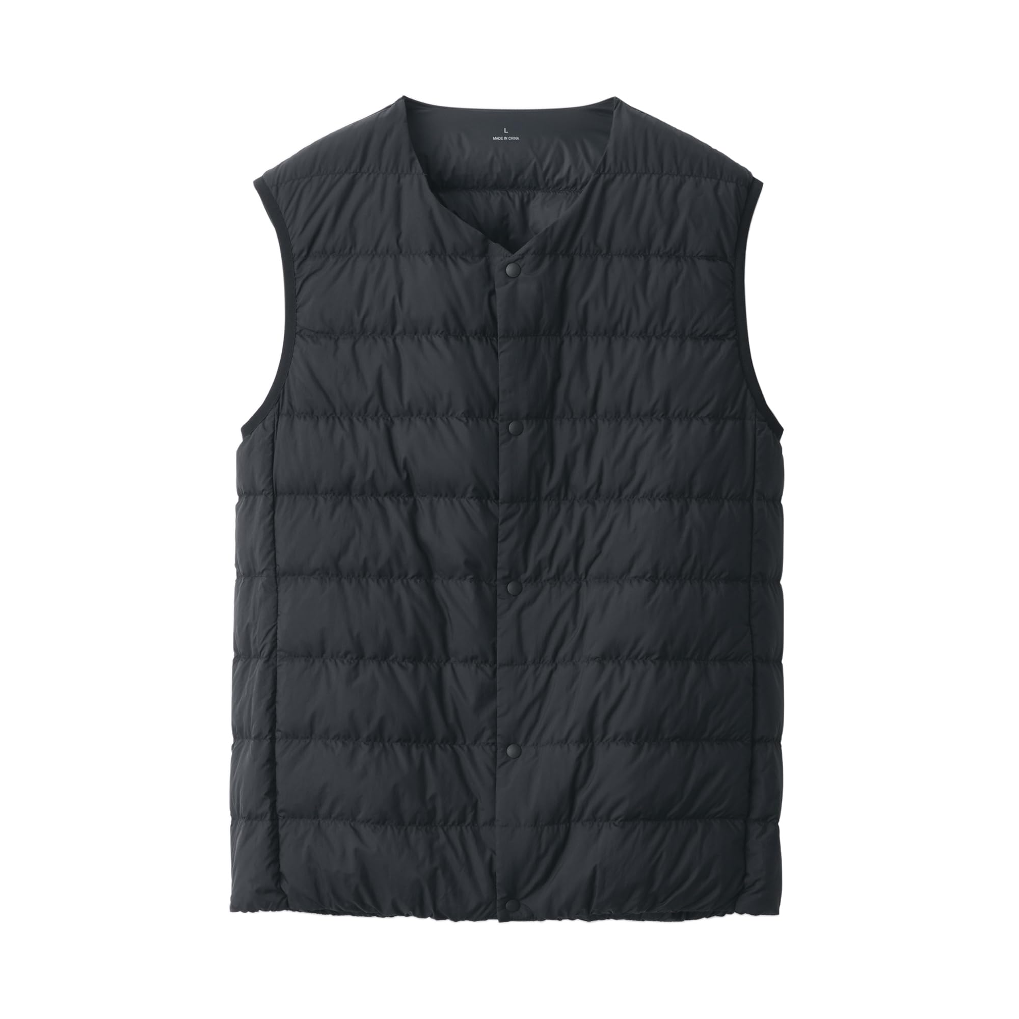 

MUJI Lightweight Down Collarless Vest AD0U7A4A Size L Men s (Anti-Static Lining) Black, чорний