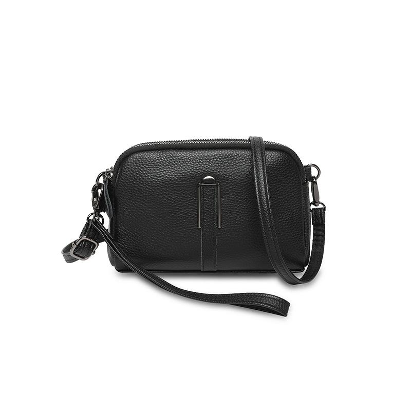 

Women s bag leather shoulder bag first layer cowhide mobile phone change bag versatile casual clutch bag length 19 height 13 thickness 6 чёрный
