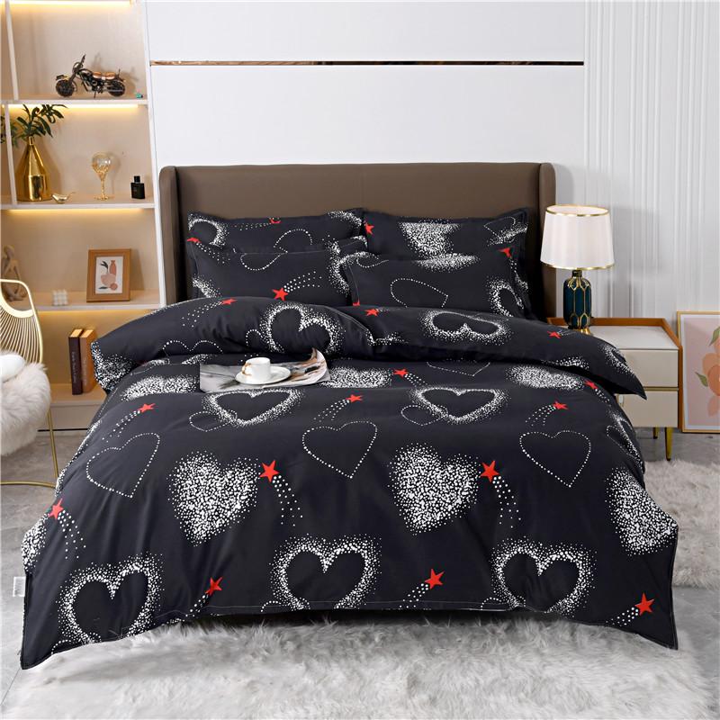 3Pcs Love Heart Duvet Cover Set Romance Queen King Size Bedding Set Zipper Quilt Cover and 2 Pillowcase Soft Skin-friendly