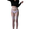 Fun new suspender stockings lace black silk contrasting color red edge stockings knee socks pure net socks