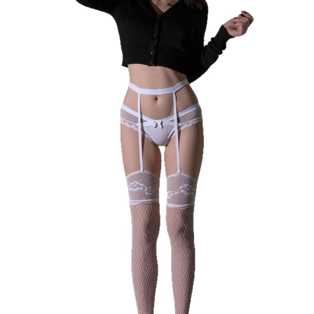 Fun new suspender stockings lace black silk contrasting color red edge stockings knee socks pure net socks