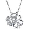 Clover Pendant Necklace, 925 Silver Necklace for Women Girl, inlaid,Christmas and Birthday Giftsliver) 25-26