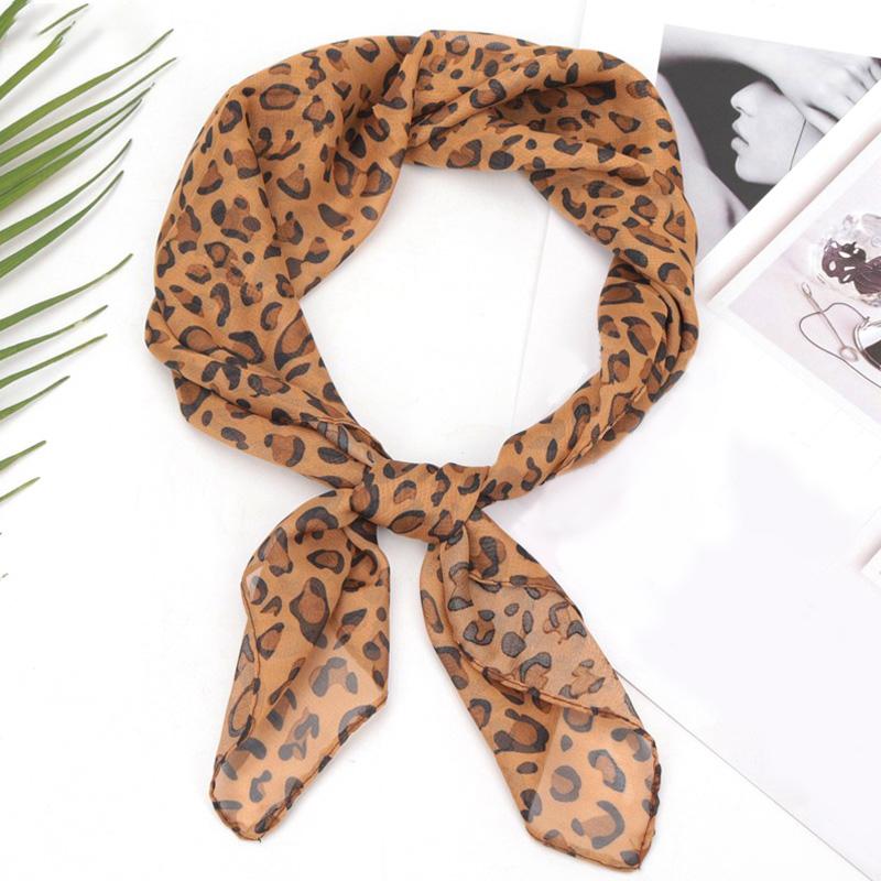 1ks ozdobný pásek do vlasů šátek s leopardím potiskem Šifon čtvercový šátek na ochranu před sluncem Vintage