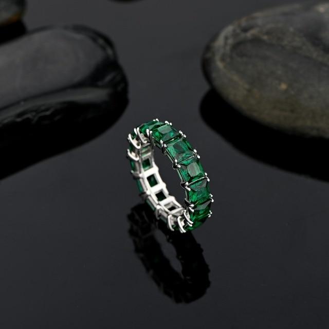 

Wong Rain Elegant Classic Vintage Tone Sapphire Emerald Gemstone Event Gathering Personality Couple Rings Fine JewelryElegant 6 зелёный