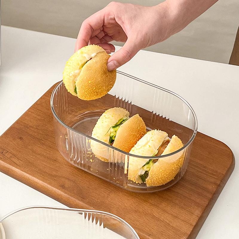 Bread Toast Storage Box Transparent Food Container Box With Lid Refrigerator Plastic Large Capacity Fresh Keeping Box