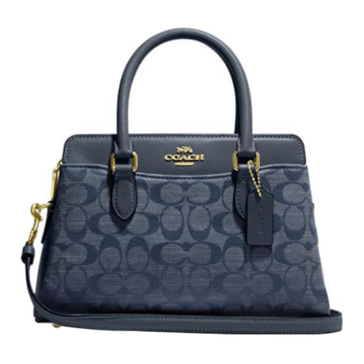 New COACH Darcie Fabric With Cow Leather Handbag Shoulder Bag Crossbody Bag Medium Size Women's Denim Blue CH859-IMDEI