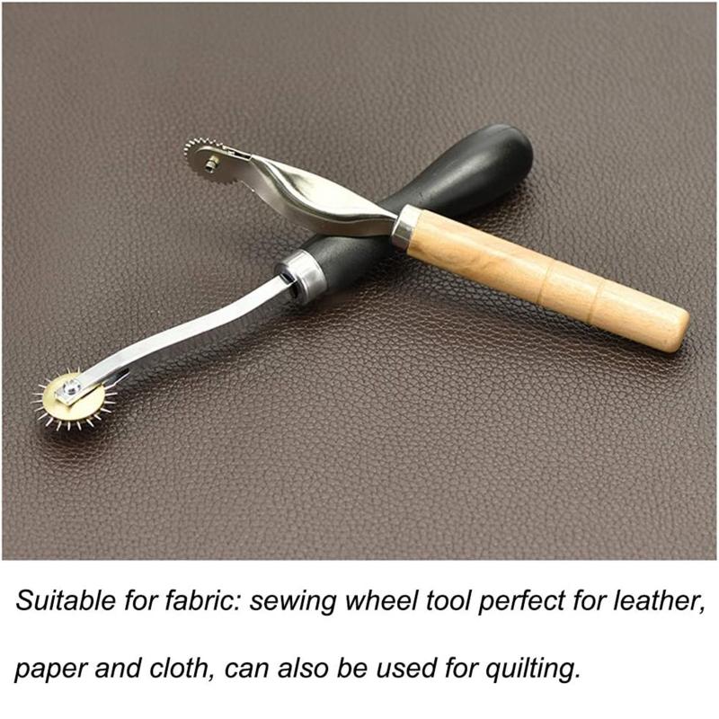 Stitch Marking Spacer with Wooden Handle Needle Point Tracing Wheel 2/3pcs Sewing Tools for Leather Craft Cloth Sewing