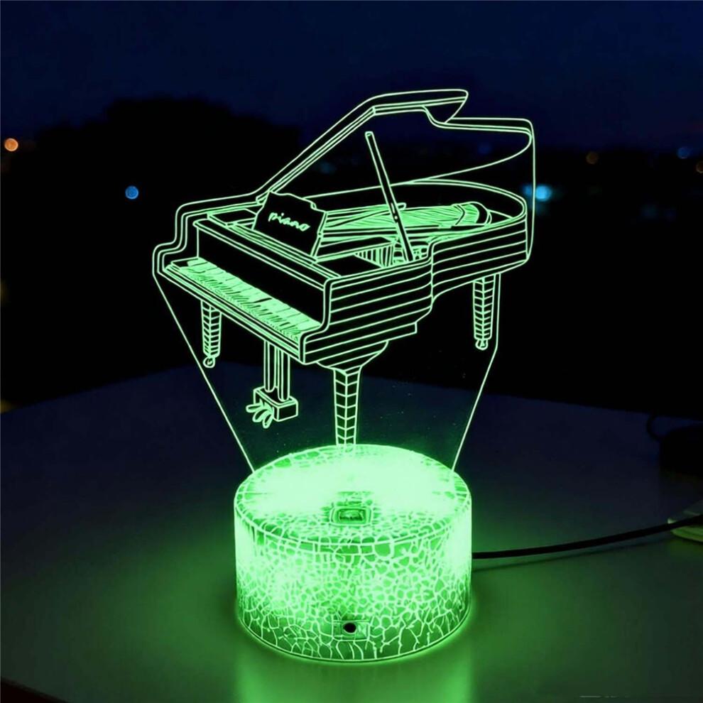 (Crack) Piano 3D Lamp Seven Color Touch Led Creative Night Light