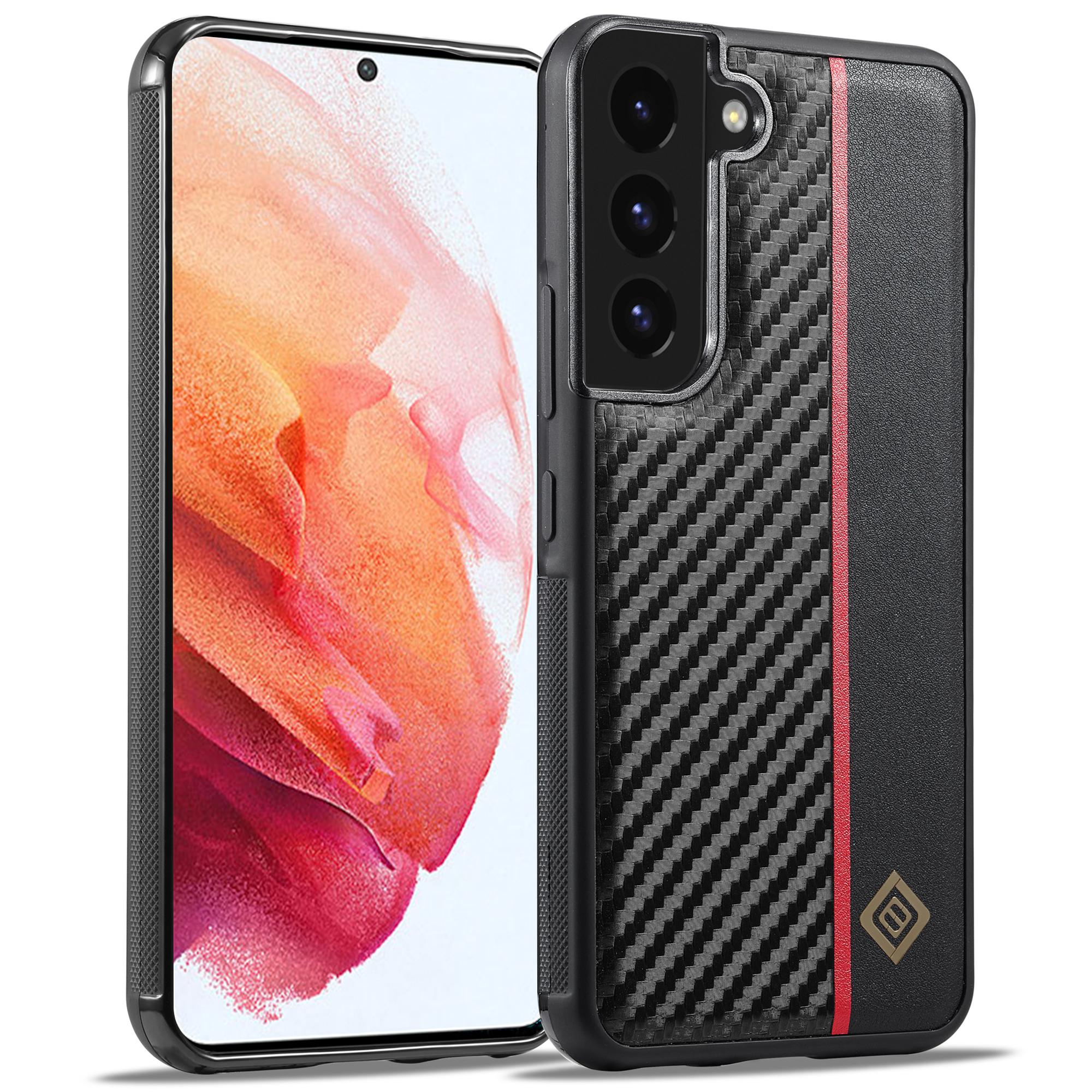 

LC.IMEEKE For Samsung Galaxy S21 4G/5G Carbon Fiber Texture Case PU Leather Coated TPU+EVA Fall Resistant Phone Cover A