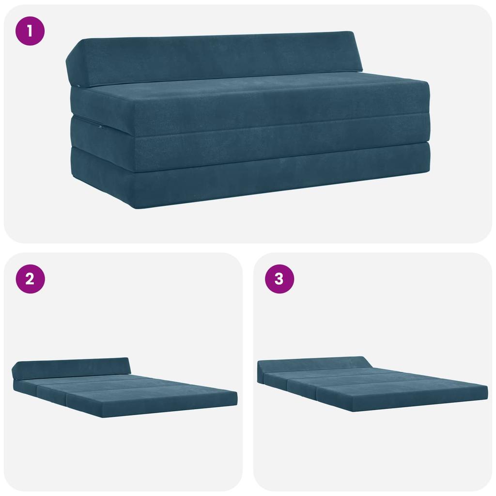 Folding Sofa Bed Blue 120 x 60 x 49 cm Fabric