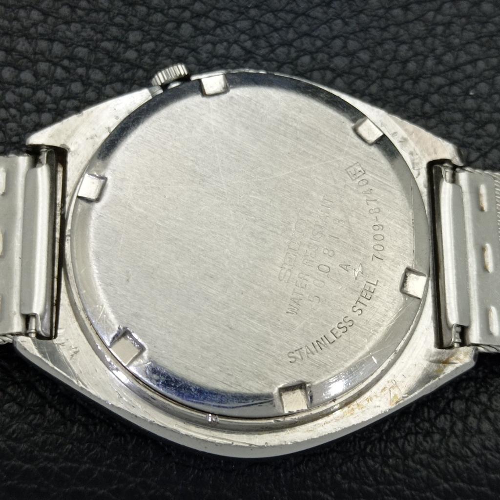 JAPAN 7009A VINTAGE SEIKO 5 AUTOMATIC MENS BLUE COLOR DIAL WATCH A701374-5