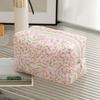 Portable Floral Quilting Cotton Makeup Bag Large Capacity Multifunctional Toiletry Handbag Lightweight Cosmetic Organizer Women