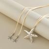Starfish Fringe Necklace Women Vacation Style Long Velvets Rope Clavicle Chain Adjustable Length Collar Chain Jewelry