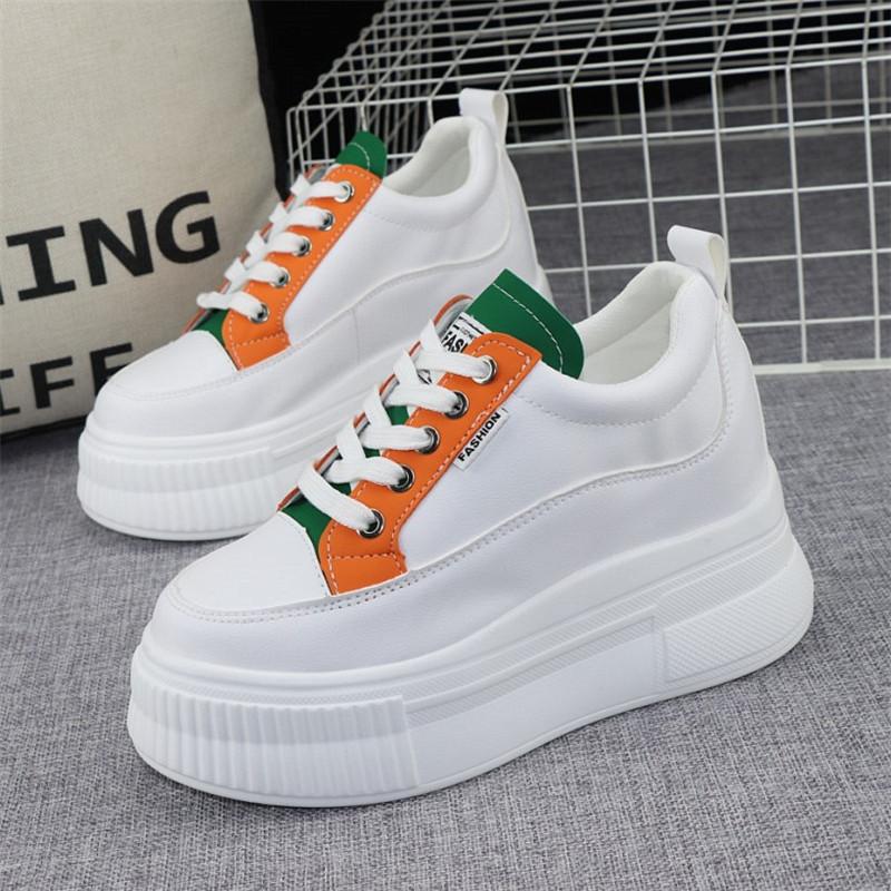 Fashion High Quality 10cm Platform Wedge Sneakers Height Increased Shoes Leather Women Spring Autumn Waterproof Shoes Tenis De Mujer