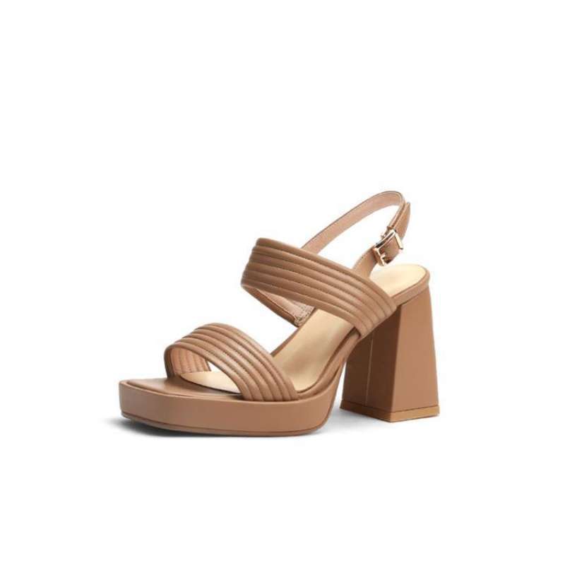 2025 new Korean version summer versatile retro word with waterproof table thick heel Roman sandals women's high heel shoes