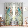 Classic Peacock Print Curtain Blue Embossed Effect 2 Panel Fit Living Room Bedroom Balcony Kitchen Window Decor