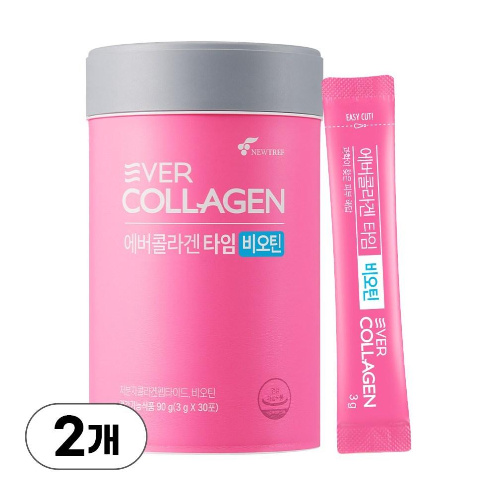 Evercollagen Time Biotin, Low Molecular Weight Collagen Peptide Recognized by KFDA for Functional Function, 90g, 2 Pcs