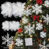 120Pcs Large Christmas Snowflake Decorations White Hanging Snowflakes Ornaments Winter Indoor Outdoor Christmas Tree Window Deco