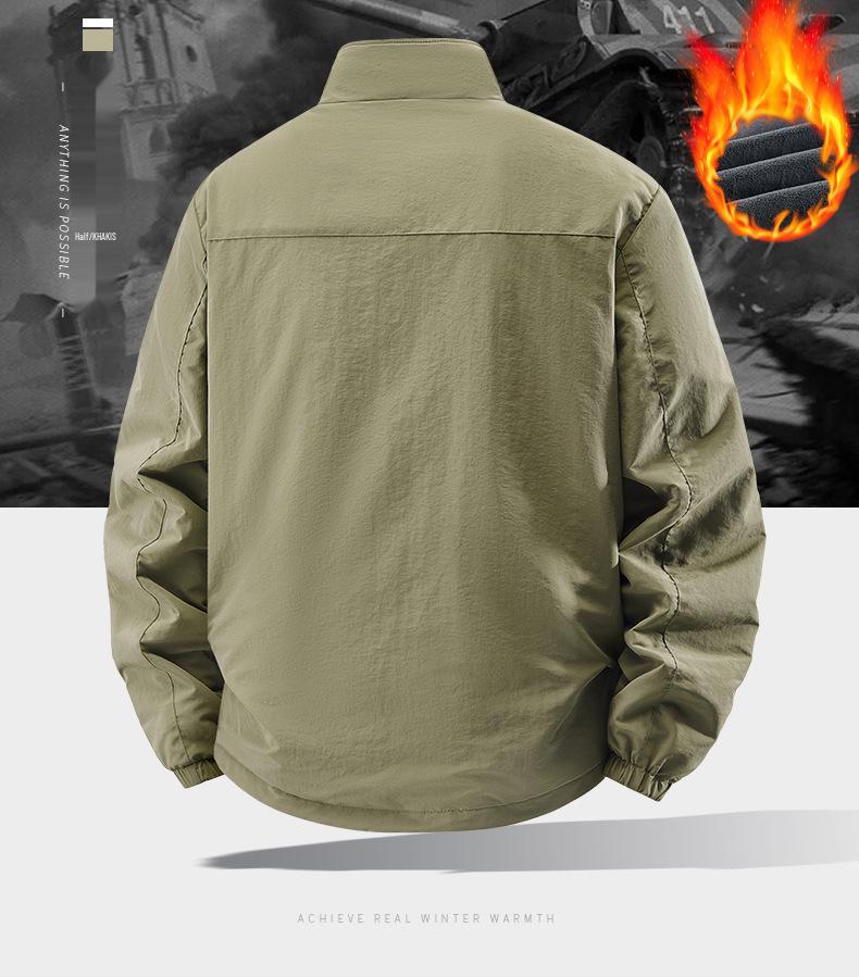 2025 Herrjacka i fleece: Höst/Vinter, Ståkrage, Lös passform, Stor storlek