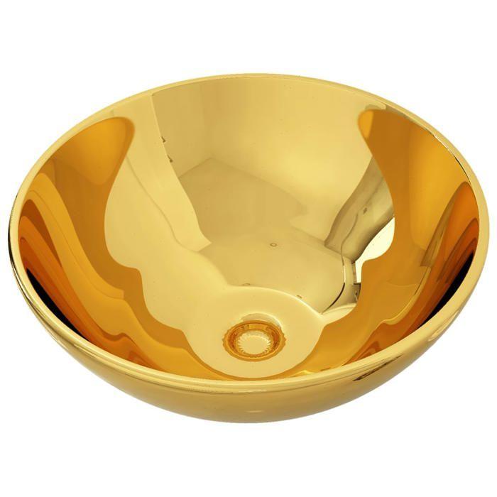 Lavabo - vidaXL - 32,5 x 14 cm - Céramique - Doré - Design contemporain